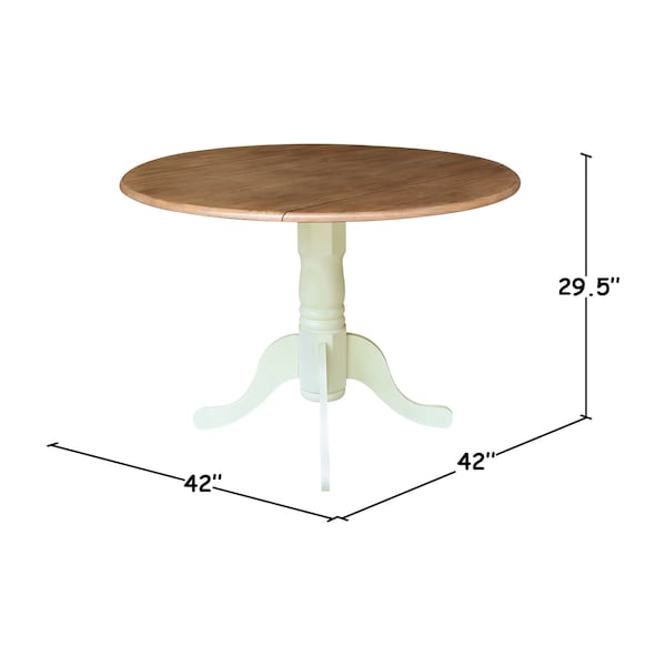 Whitewood Industries Rectangular Dual Drop Leaf Dining Table, 42 in W, 29.5 in L, 42 in H, Parawood, Hickory/Shell - T79-42DP