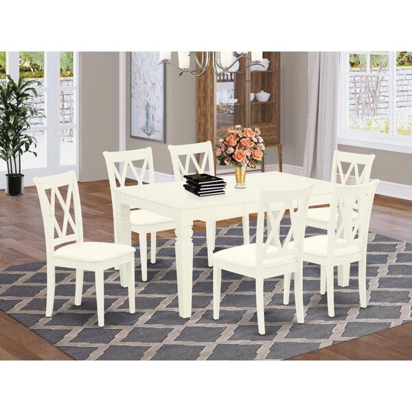 East West Furniture 7 Piece Weston Dinette Set - Linen White - WECL7-WHI-C