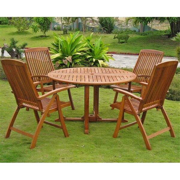 Fixturesfirst Turuel Royal Tahiti Round Dining Set, Stain - FI2996458