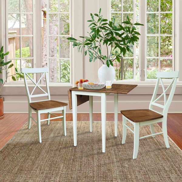 Whitewood Industries Rectangular Drop Leaf Dining Tables, 36 in W, 29 in L, 22 in H, Parawood, Hickory/Shell - K79-2236D-C613-2