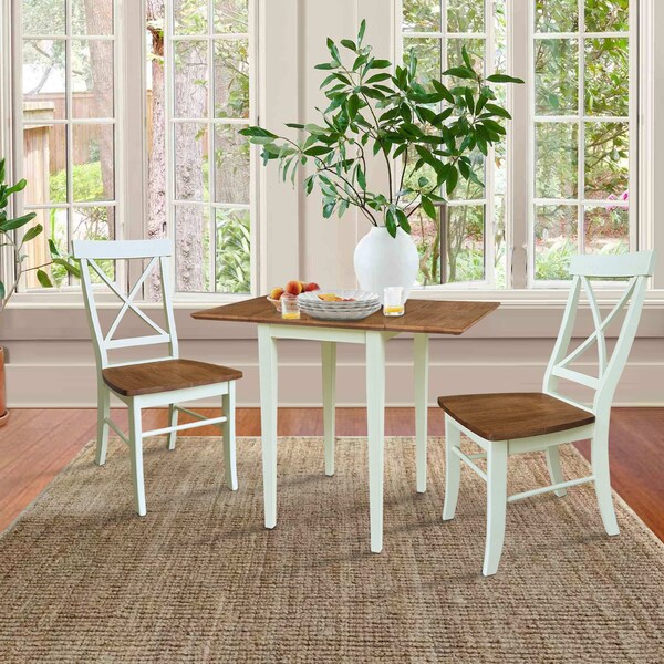 Whitewood Industries Rectangular Drop Leaf Dining Tables, 36 in W, 29 in L, 22 in H, Parawood, Hickory/Shell - K79-2236D-C613-2