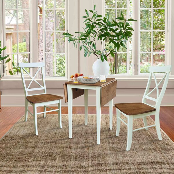 Whitewood Industries Rectangular Drop Leaf Dining Tables, 36 in W, 29 in L, 22 in H, Parawood, Hickory/Shell - K79-2236D-C613-2