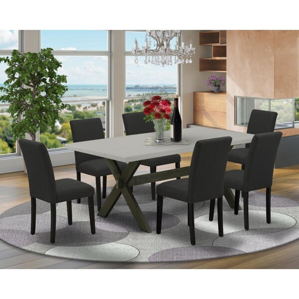 East West Furniture 7 Piece X-Style Kitchen Table Set - Black - X697AB624-7