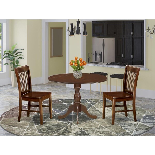 East West Furniture 3 Piece Dublin Kitchen Dining Table Set - Mahogany - DMNF3-MAH-W