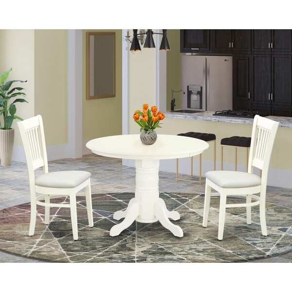 East West Furniture 3 Piece Shelton Modern Dining Table Set - Linen White - SHVA3-LWH-C