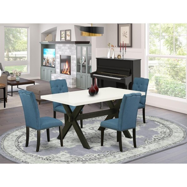 East West Furniture 5 Piece X-Style Awesome Dinette Set - Wire Brushed Black - X626EL121-5