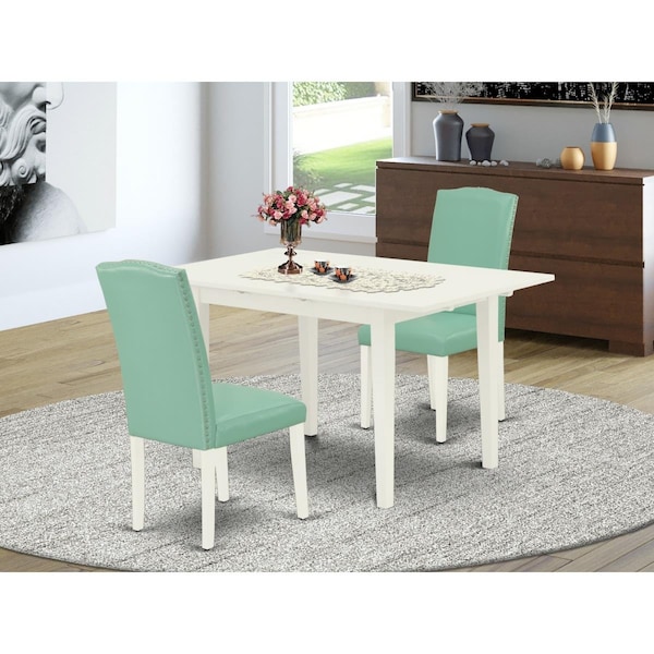 East West Furniture 3 Piece Norfolk Dining Room Set - Linen White - NOEN3-LWH-57