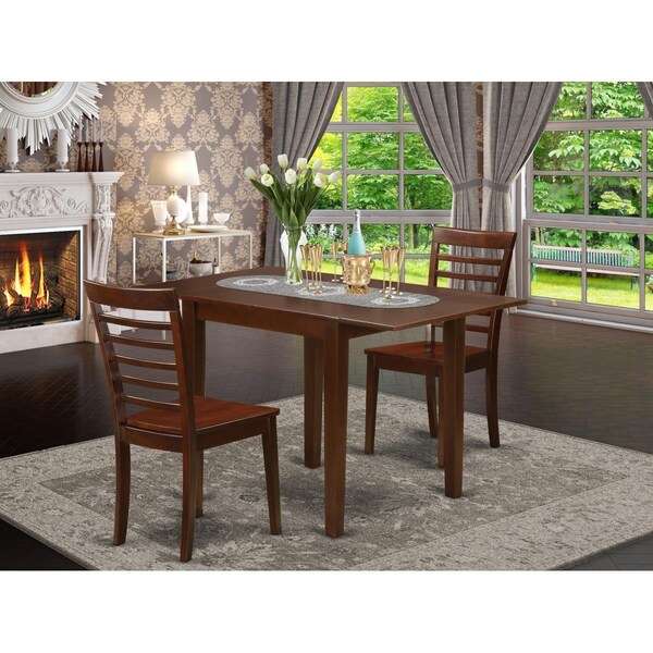 East West Furniture 3 Piece Norden Dining Set - Mahogany - NDML3-MAH-W