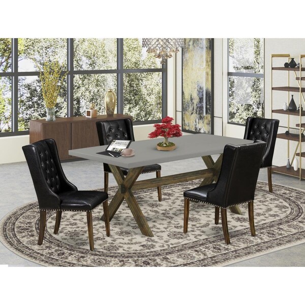 East West Furniture 5 Piece X-Style Dining Room Set - Distressed Jacobean - X797FO749-5