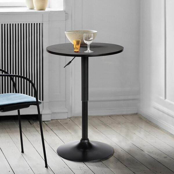 Armen Living Bentley Adjustable Pub Table in Black Brushed Wood and Black Metal finish - LCBEPUBLK