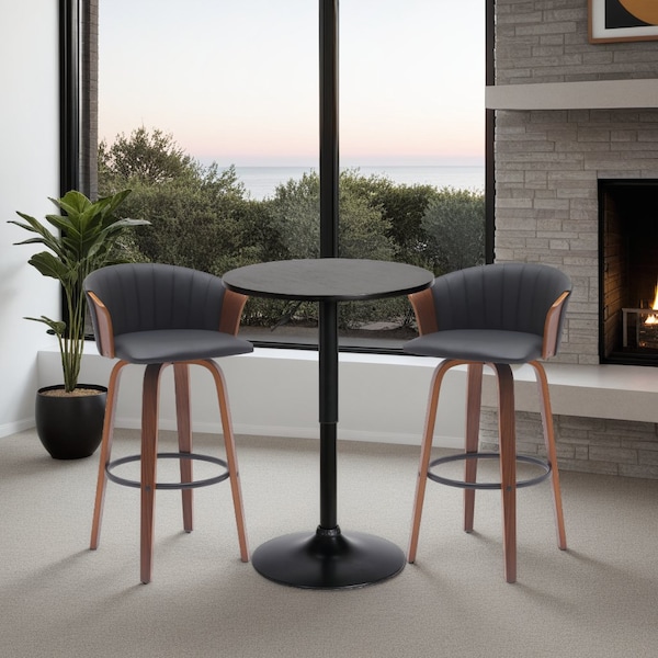 Armen Living Bentley Adjustable Pub Table in Black Brushed Wood and Black Metal finish - LCBEPUBLK