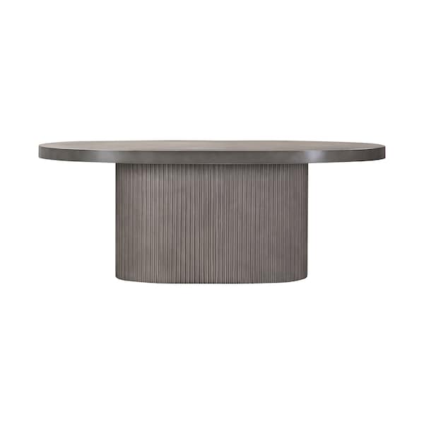 Armen Living Wave Oval Dining Table in Gray Concrete - LCLKDICCGR