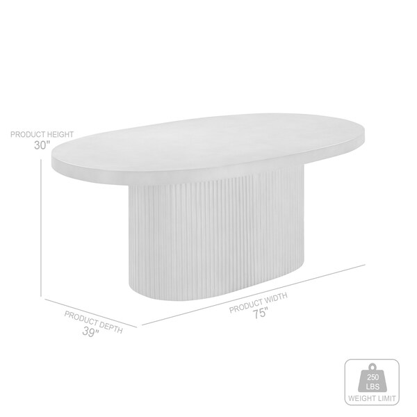 Armen Living Wave Oval Dining Table in Gray Concrete - LCLKDICCGR