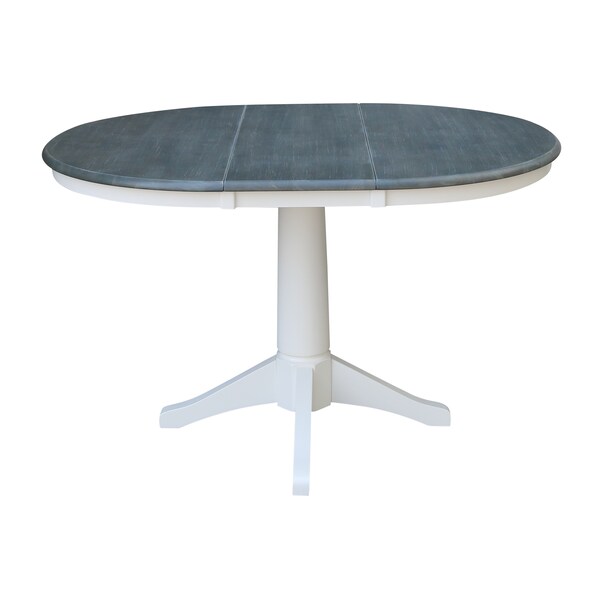 International Concepts Round 36 in Rd Extension Dining Table, 4 Emily Chairs, White/Heather Gray, 36 in W, 48 in L, Wood - K05-36RXT-27B-C617-4