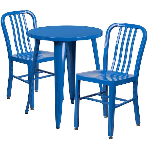 Flash Furniture Round 24" W, 24" L, 29" H, Metal, Blue - CH-51080TH-2-18VRT-BL-GG