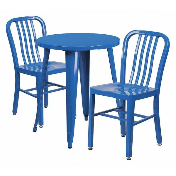 Flash Furniture Round 24" W, 24" L, 29" H, Metal, Blue - CH-51080TH-2-18VRT-BL-GG