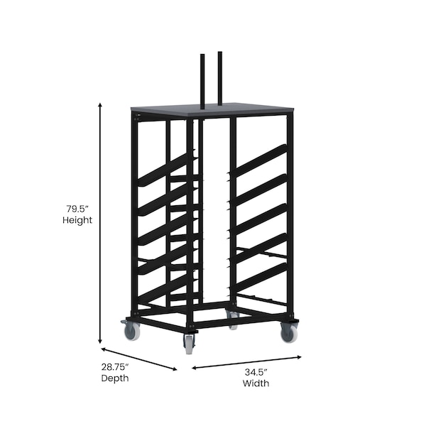 Flash Furniture Round Round Cocktail Table Dolly, 30" dia., 34.5" W, 28.75" L, 79.5" H, Black - XA-30-COTA-DY-GG