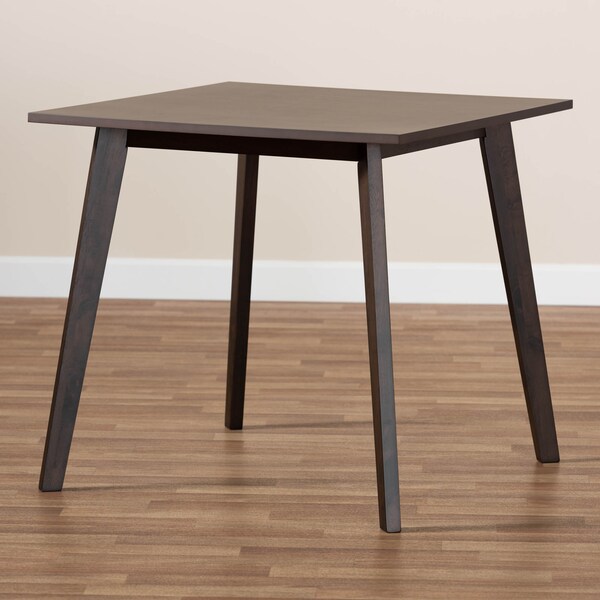 Baxton Studio Britte Mid-Century Dark Oak Brown Finished Square Wood Dining Table - 161-10464