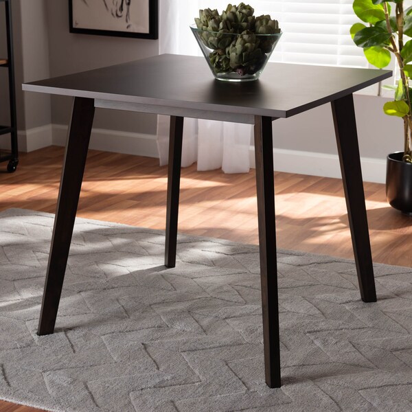Baxton Studio Britte Mid-Century Dark Oak Brown Finished Square Wood Dining Table - 161-10464