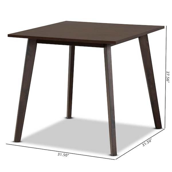 Baxton Studio Britte Mid-Century Dark Oak Brown Finished Square Wood Dining Table - 161-10464