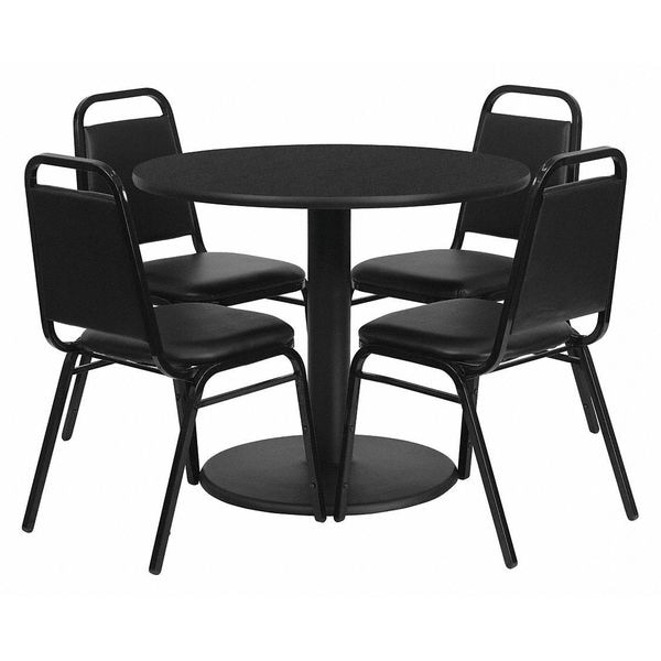Flash Furniture Round Laminate Table, 36" W, 36" L, 30" H, Laminate, Wood Grain - RSRB1001-GG