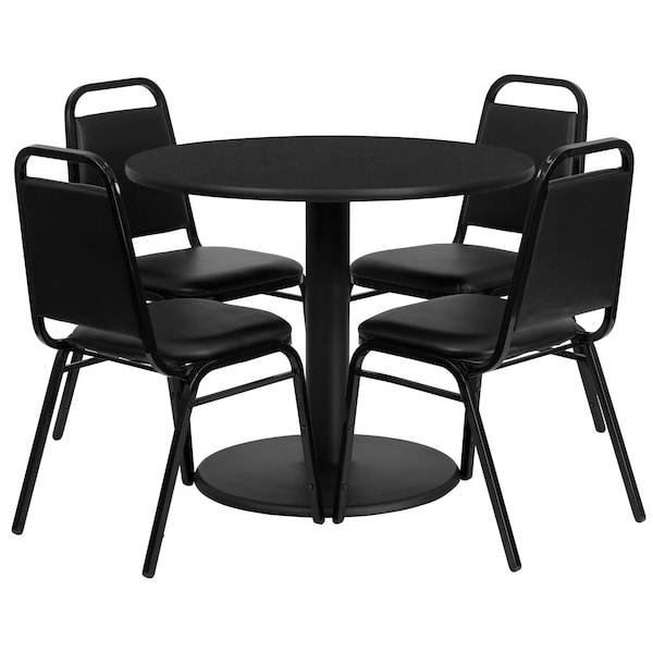 Flash Furniture Round Laminate Table, 36" W, 36" L, 30" H, Laminate, Wood Grain - RSRB1001-GG
