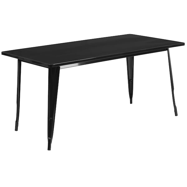 Flash Furniture Rectangle Black Metal Table Set, 31-1/2"X63", 31.5" W, 63" L, 29.5" H, Metal, Black - ET-CT005-6-30-BK-GG