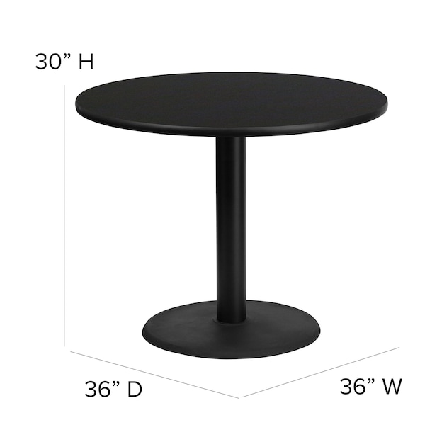 Flash Furniture Round Laminate Table, 36" W, 36" L, 30" H, Laminate, Wood Grain - HDBF1001-GG