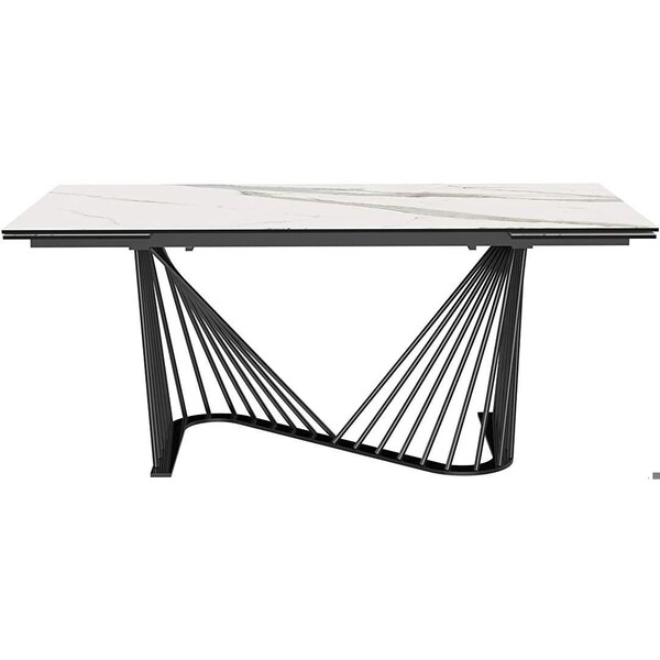 Homeroots White Glass & Ceramic Dining Table 71 x 35 x 30 in. - 370719