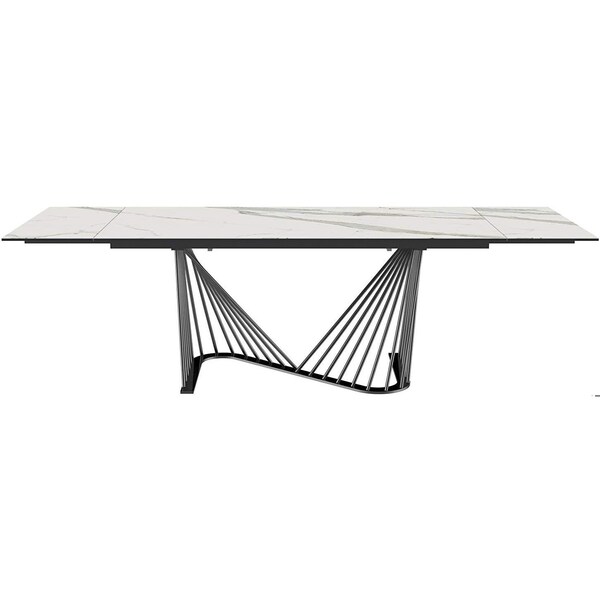Homeroots White Glass & Ceramic Dining Table 71 x 35 x 30 in. - 370719