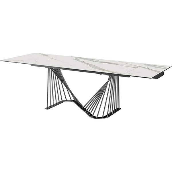 Homeroots White Glass & Ceramic Dining Table 71 x 35 x 30 in. - 370719