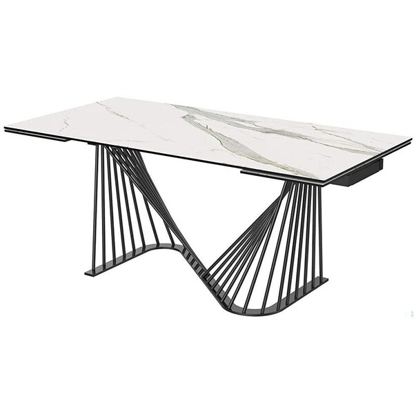 Homeroots White Glass & Ceramic Dining Table 71 x 35 x 30 in. - 370719