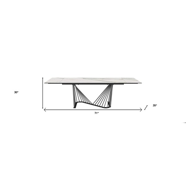 Homeroots White Glass & Ceramic Dining Table 71 x 35 x 30 in. - 370719