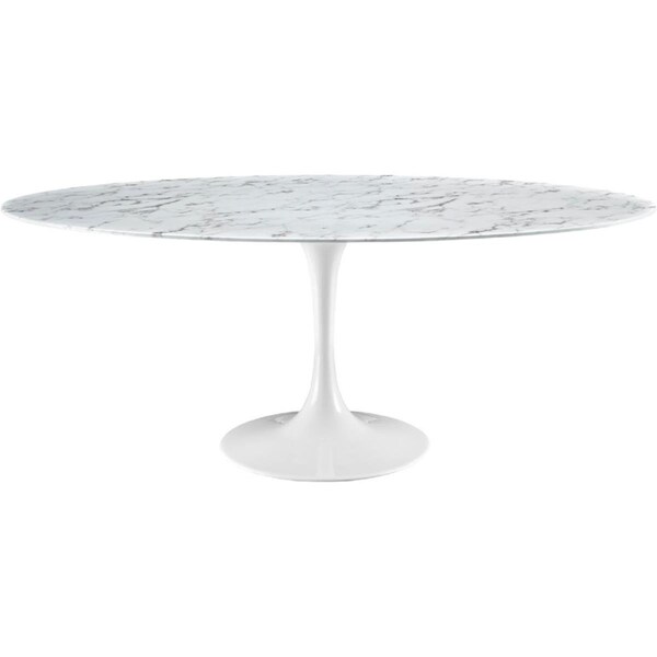 Primewir Lippa Dining Table with Faux Marble Top on White Metal Base, 78 in. - EEI-1659-WHI