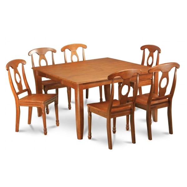 East West Furniture 9 Piece Formal Dining Room Set Dining Table With Leaf and 8 Dinette Chairs - PFNA9-SBR-W