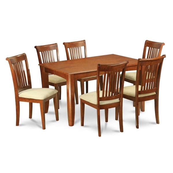 East West Furniture 9 Piece Dining Room Table Set-Table With Leaf and 8 Kitchen Chairs - PFPO9-SBR-C