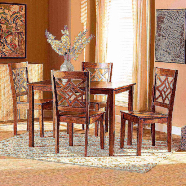 Baxton Studio Nicolette Modern and Contemporary Walnut Brown Finished Wood 5-Piece Dining Set - 179-11388-8959-ZORO