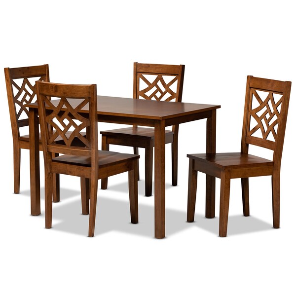 Baxton Studio Nicolette Modern and Contemporary Walnut Brown Finished Wood 5-Piece Dining Set - 179-11388-8959-ZORO