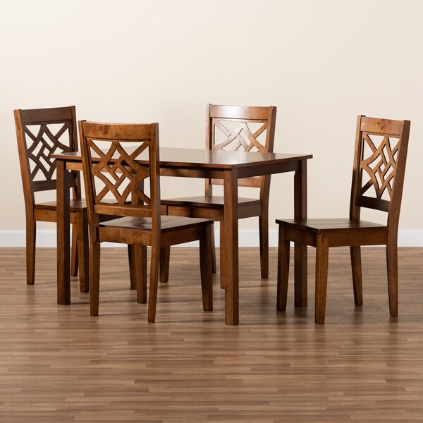 Baxton Studio Nicolette Modern and Contemporary Walnut Brown Finished Wood 5-Piece Dining Set - 179-11388-8959-ZORO