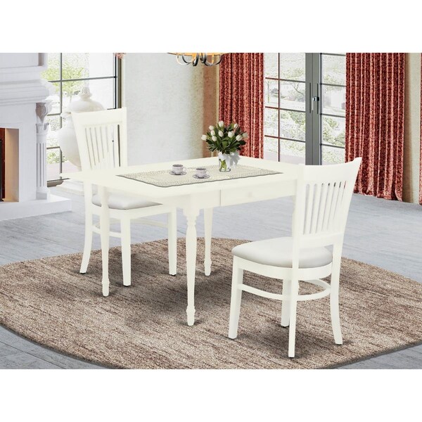 East West Furniture 3 Piece Monza Kitchen Dining Table Set - Linen White - MZVA3-LWH-C