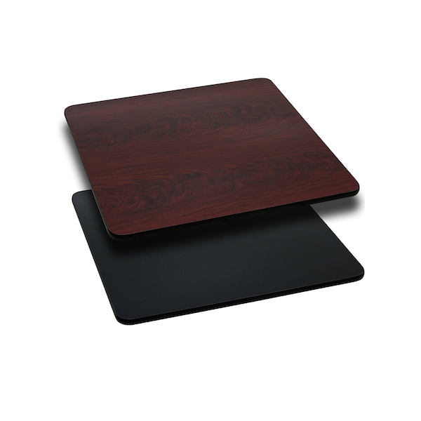 Flash Furniture Square Square Table Top, Black or Mahogany Rever, 24" W, 24" L, 1.125" H, Black/Mahogany - XU-MBT-2424-GG