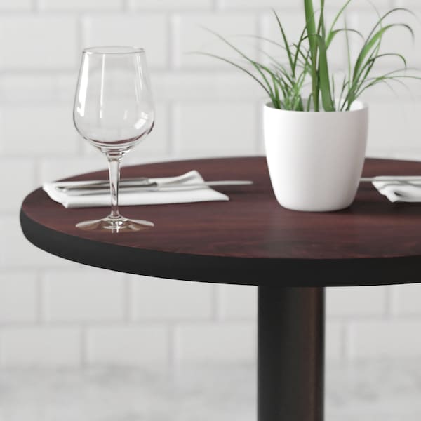 Flash Furniture Round Round Table Top with Black or Mahogany R, 24" W, 24" L, 1.125" H, Mahogany - XU-RD-24-MBT-GG