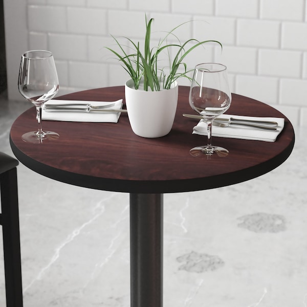 Flash Furniture Round Round Table Top with Black or Mahogany R, 24" W, 24" L, 1.125" H, Mahogany - XU-RD-24-MBT-GG
