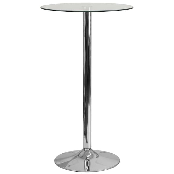 Flash Furniture Round 23.75" W, 23.75" L, 41.75" H, Glass, White - CH-3-GG