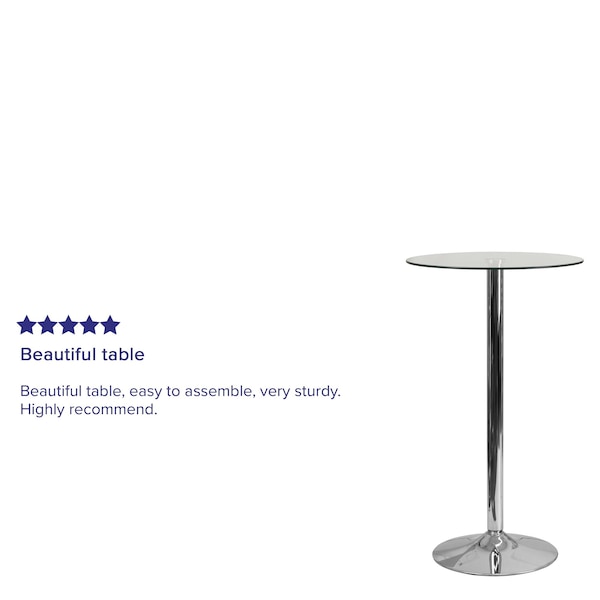 Flash Furniture Round 23.75" W, 23.75" L, 41.75" H, Glass, White - CH-3-GG