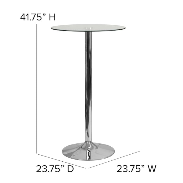 Flash Furniture Round 23.75" W, 23.75" L, 41.75" H, Glass, White - CH-3-GG