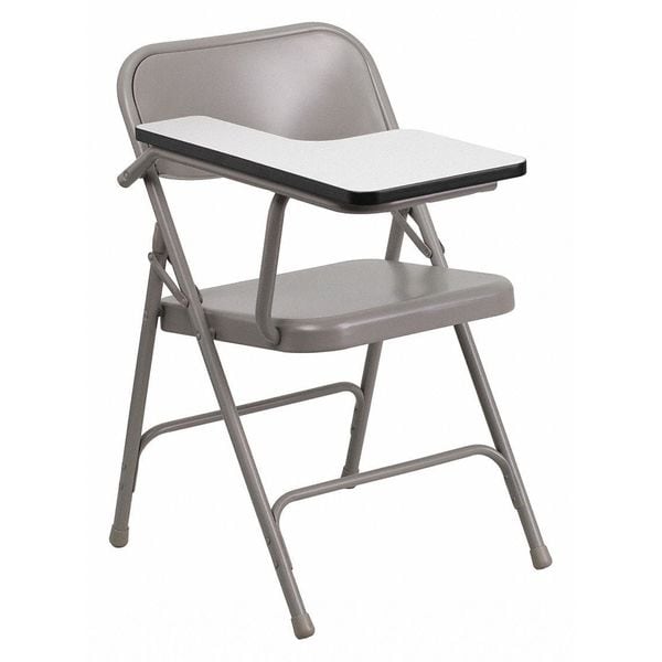Flash Furniture Round Metal Tablet Arm Chair, Right Hand, Beige, 18.5" W, 19.75" L, 30" H, Laminate, Grey - HF-309AST-RT-GG