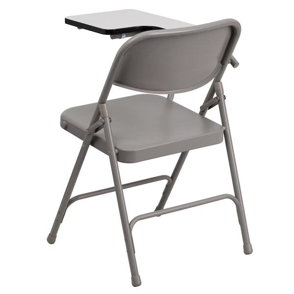 Flash Furniture Round Metal Tablet Arm Chair, Right Hand, Beige, 18.5" W, 19.75" L, 30" H, Laminate, Grey - HF-309AST-RT-GG
