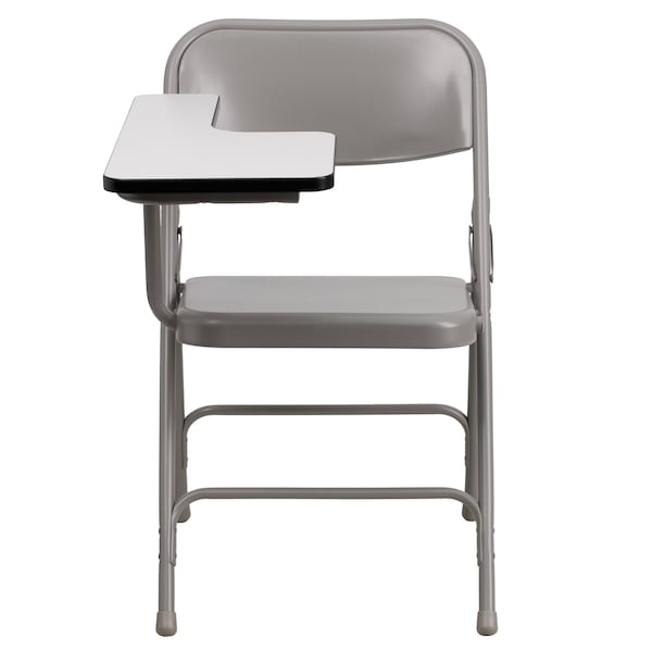 Flash Furniture Round Metal Tablet Arm Chair, Right Hand, Beige, 18.5" W, 19.75" L, 30" H, Laminate, Grey - HF-309AST-RT-GG