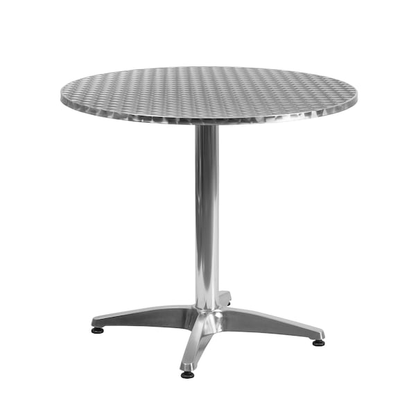 Flash Furniture Round Table, Round, Aluminum, 31.5", Aluminum, Plastic, Stainless Steel, Grey - TLH-052-3-GG